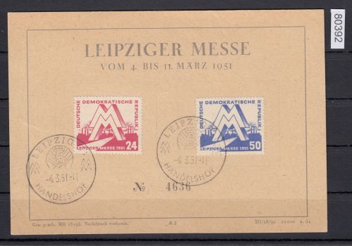 DDR 1951, Mich.-Nr.: 284+85  FDC  Leipziger Messe  Michel 100,00