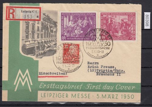 DDR 1950, Mich.-Nr.: 248+49 gest.  ERSTTAG   Leipziger Messe