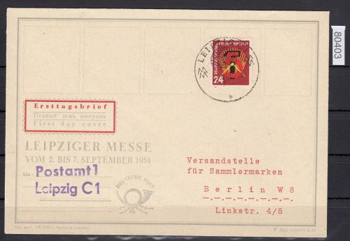 DDR 1951, Mich.-Nr.: 293  FDC  Ersttag