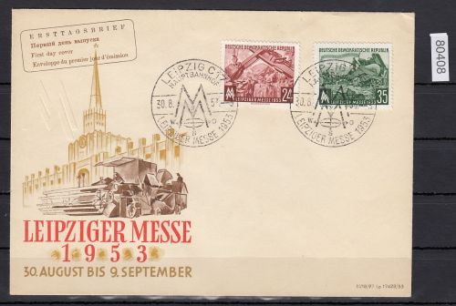 DDR 1953, Mich.-Nr.: 380+81  FDC  Leipziger Messe