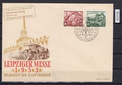 DDR 1953, Mich.-Nr.: 380+81  FDC  Leipziger Messe