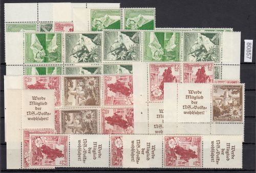 DR 1938 (MH 45), Mich.-Nr.:  K 33+34 - S 245-256 W 135   **  Komplett