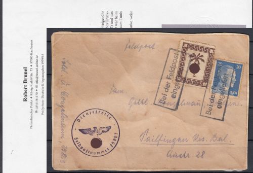 Feldpost, Mi.-Nr. 5 a gestempelt auf großer Adresse Attest  lesen