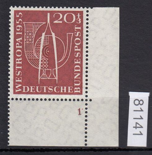 Bund 1955, Mich.-Nr.: 218 ** FN 1 Eckrand   Formnummer