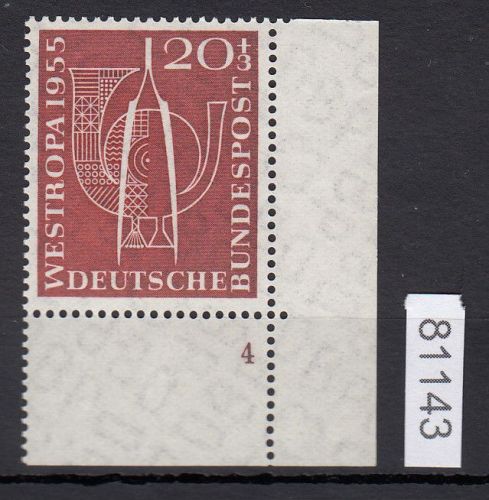 Bund 1955, Mich.-Nr.: 218 ** FN 4 Eckrand   Formnummer