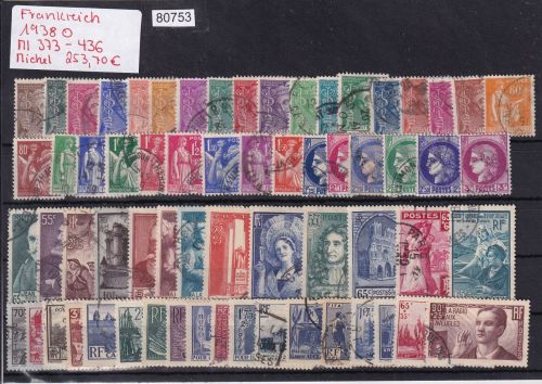 Frankreich 1938 : Mi.-Nr.: 373-436 gestempelt