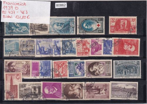 Frankreich 1939 : Mi.-Nr.: 437-463 gestempelt Komplett