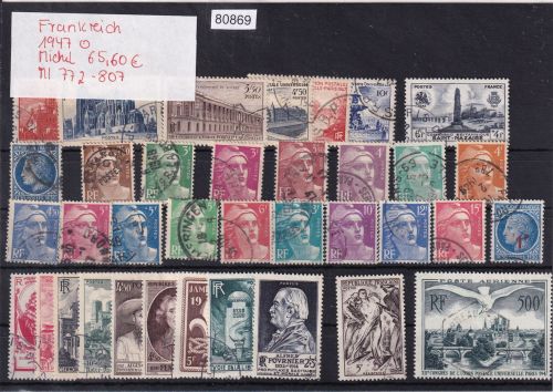 Frankreich 1947 : Mi.-Nr.: 772-807 gestempelt Komplett