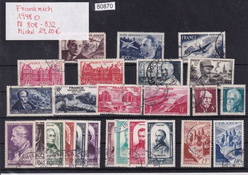 Frankreich 1948 : Mi.-Nr.: 808-832 gestempelt Komplett