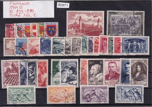 Frankreich 1949 : Mi.-Nr.: 833-880 gestempelt