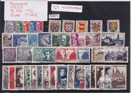 Frankreich 1951 : Mi.-Nr.: 896-936 gestempelt Komplett