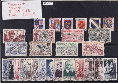 Frankreich 1953 : Mi.-Nr.: 958-985 gestempelt Komplett