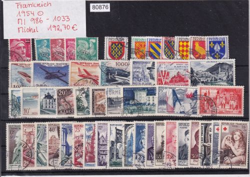 Frankreich 1954 : Mi.-Nr.: 986-1033 gestempelt Komplett