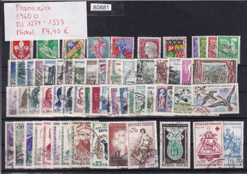 Frankreich 1960 : Mi.-Nr.: 1274-1333 gestempelt Komplett
