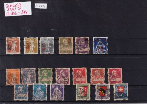 Schweiz 1921 : Mi.-Nr.: 156-174 gestempelt   Mi. 100,00