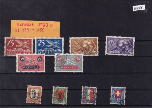 Schweiz 1923: Mi.-Nr.: 179-188 gestempelt  Mi. 240,00