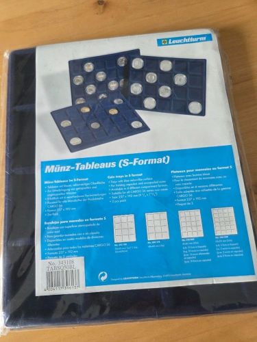 2 neue Leuchtturm Münztabletts für je 24 Münzen - 33mm Durchmesser Blau