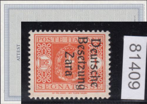 Zara, Mi.-Nr. Porto  9  **  geprüft  Attest    (Type II)