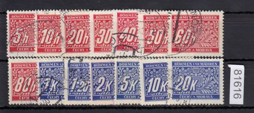 Böhmen und Mähren, Mi.-Nr.P 1-14 gestempelt