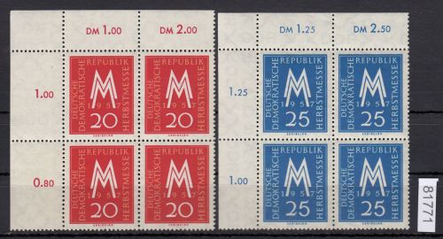 DDR 1953, Mich.-Nr.: 596-597 **  Eckrand  4er-block