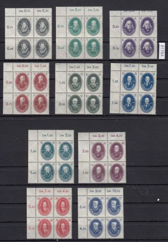 DDR 1950, Mich.-Nr.: 261-70 ** Eckrand  4er.-Block