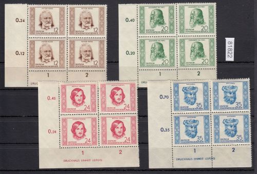 DDR 1952, Mich.-Nr.: 311-314 ** DZ   Eckrand  4er.-Block   Druckerzeichen