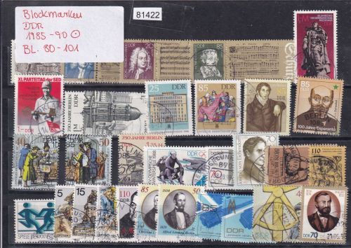DDR 1985-1990, Mich.-Nr.: Blockmarken gestempelt  Komplett