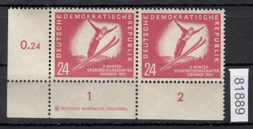 DDR 1951, Mich.-Nr.: 281 ** DZ   Eckrand    Druckerzeichen