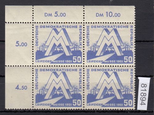 DDR 1951, Mich.-Nr.: 283  ** Eckrand 4er.-Block   lesen