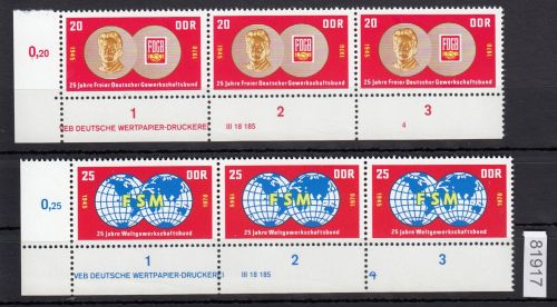 DDR 1970, Mich.-Nr.: 1577+1578 ** DV FNr. 4   Druckvermerk