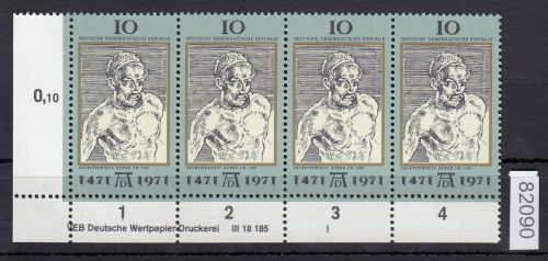 DDR 1971, Mich.-Nr.: 1672 ** DV FNr. I   Eckrand  Druckvermerk