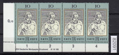 DDR 1971, Mich.-Nr.: 1672 ** DV FNr. I   Eckrand  Druckvermerk