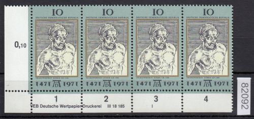 DDR 1971, Mich.-Nr.: 1672 ** DV FNr. I   Eckrand  Druckvermerk