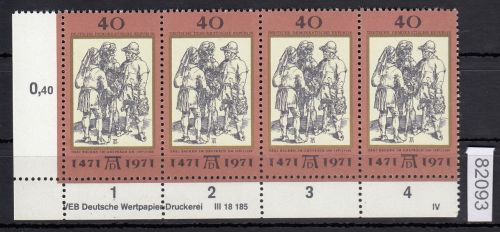 DDR 1971, Mich.-Nr.: 1673 ** DV FNr. IV   Eckrand  Druckvermerk