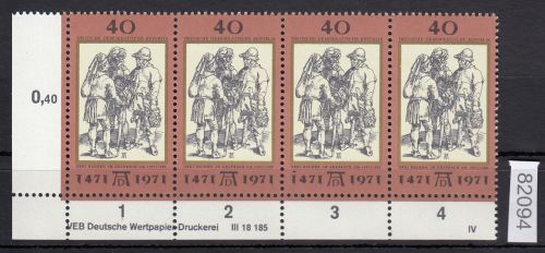 DDR 1971, Mich.-Nr.: 1673 ** DV FNr. IV   Eckrand  Druckvermerk
