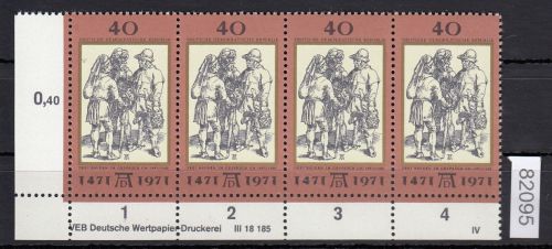 DDR 1971, Mich.-Nr.: 1673 ** DV FNr. IV   Eckrand  Druckvermerk