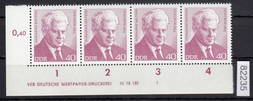 DDR 1973, Mich.-Nr.: 1855 ** DV FNr. 1   Eckrand  Druckvermerk