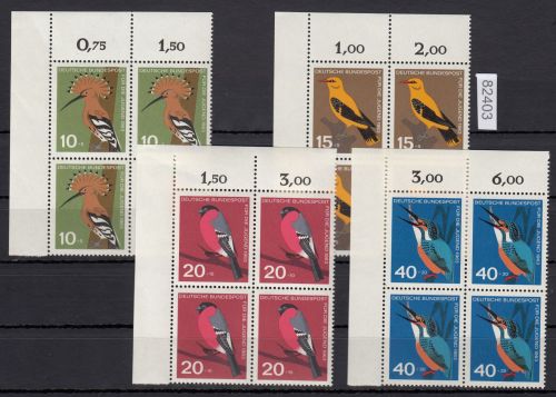 Bund 1963, Mich.-Nr.: 401-404 ** Eckrand 4er-Block