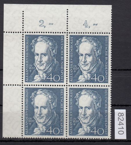 Bund 1959, Mich.-Nr.: 309 w ** Eckrand 4er-Block