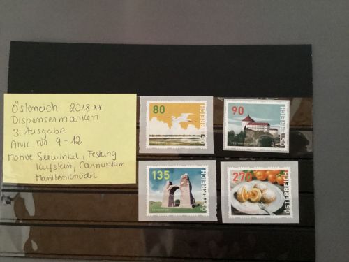 Österreich 2018  *Dispensermarken  3. Ausgabe  ANK  9-12
