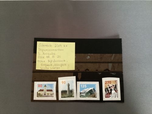 Österreich 2019:*Dispensermarken  5. Ausgabe   ANK  17-20