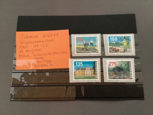 Österreich 2021 *Dispensermarken  13.Ausgabe  ANK  49-52