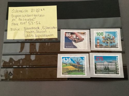 Österreich 2022 *Dispensermarken  14.Ausgabe   ANK  53-56