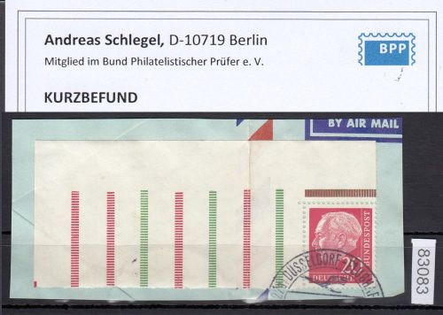 Bund 1955, Mich.-Nr.:  RL 1  gestempelt  ECKRAND  geprüft  Befund  gefaltet lesen
