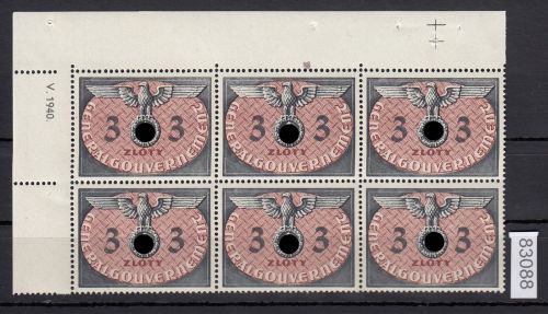 GG Dienst 1940, Mi.-Nr.  14 ** Eckrand  mit Drucknummer