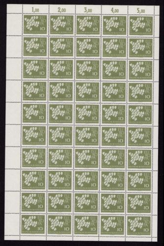 Bund 1961, Mich.-Nr.: 367 ** FN 0   Bogen Komplett   Formnummer