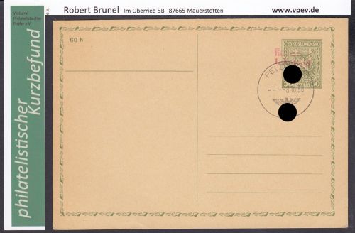 Sudetenland Karlsbad, Mi.-Nr.   P 4  gestempelt  geprüft  Befund