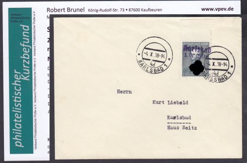 Sudetenland Karlsbad, Mi.-Nr.   59  gestempelt  geprüft  Befund