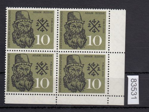 Bund 1959, Mich.-Nr.: 308 ** Eckrand 4er-Block