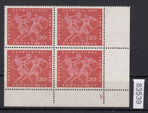 Bund 1960, Mich.-Nr.: 334 ** FN 3 Eckrand 4er.-Block  Zähnung FN 3 Y